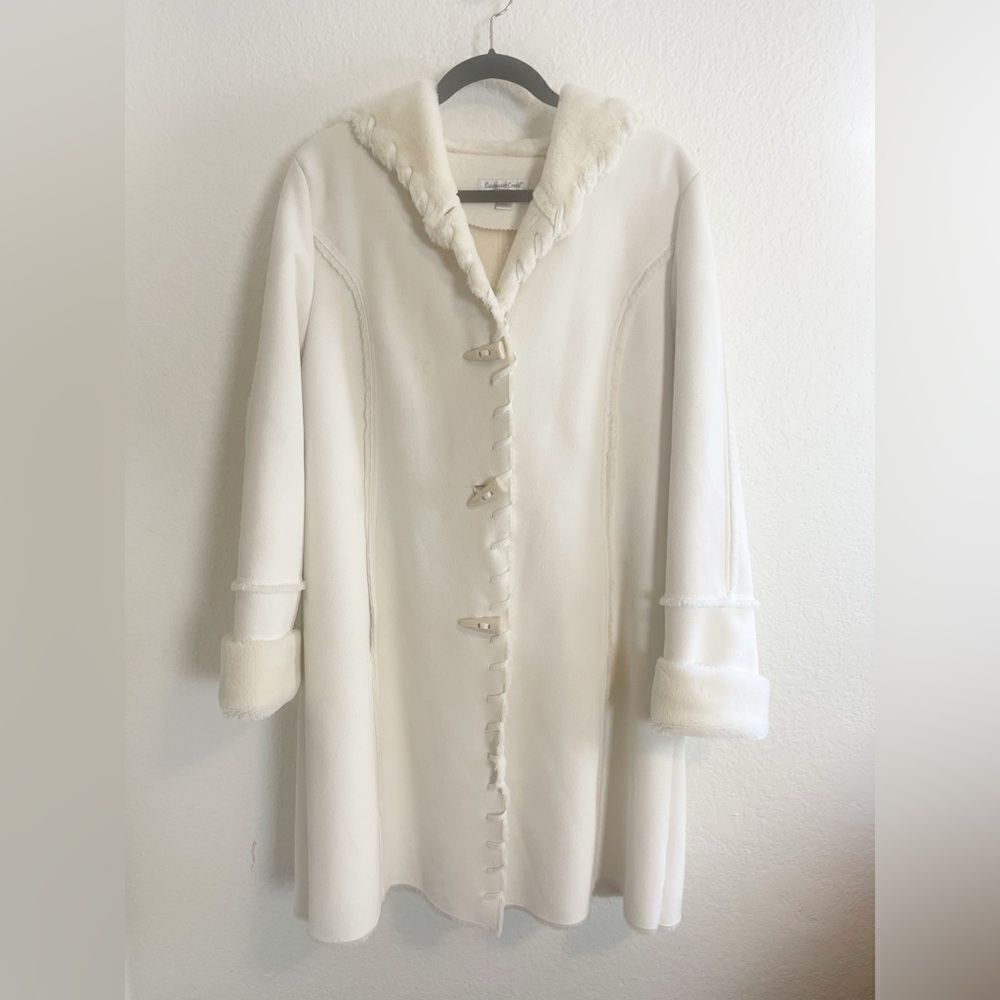 Vintage Coldwater Creek Aspen resort ski Apres cozy cream jacket with hood L - Picture 2 of 11
